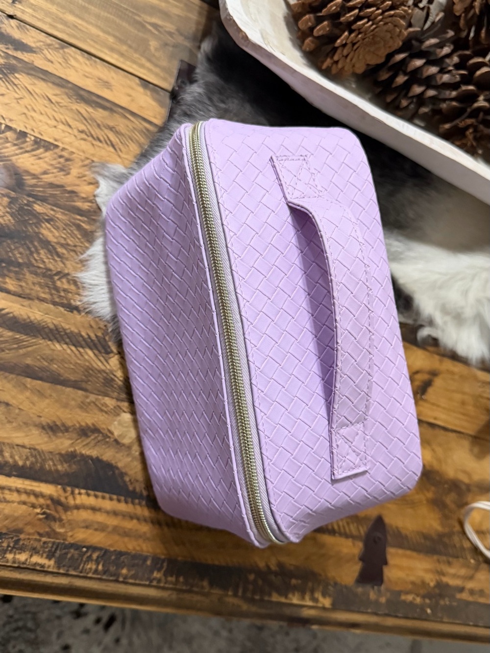 Lilac Woven Cosmetic Travel Case - Women Bags
